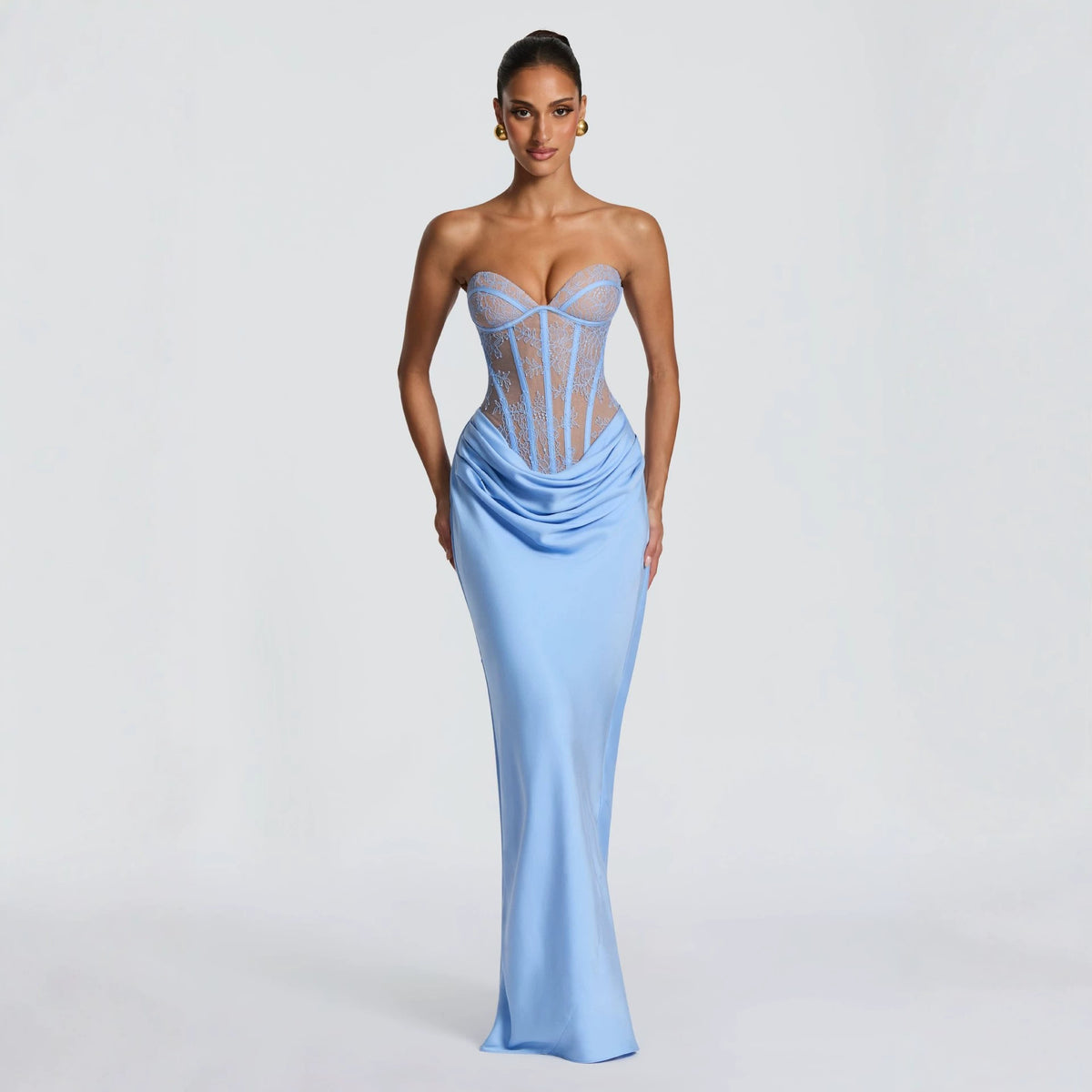 French Lace Slim-Fit Evening Dress, Tube Top or Camisole