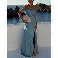 Spliced Lace-Up Sleeveless Long Dress
