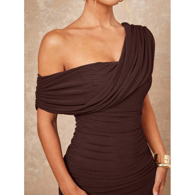 Vintage French-Style Sleeveless Chiffon Long Dress