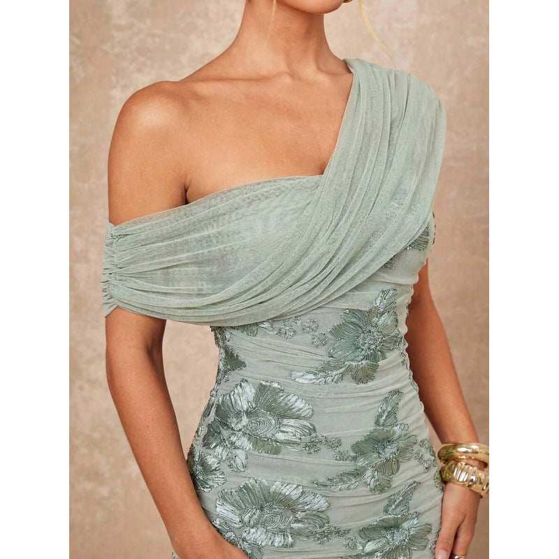 Vintage French-Style Sleeveless Chiffon Long Dress