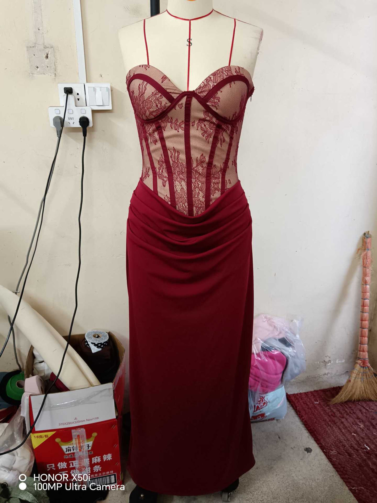 French Lace Slim-Fit Evening Dress, Tube Top or Camisole