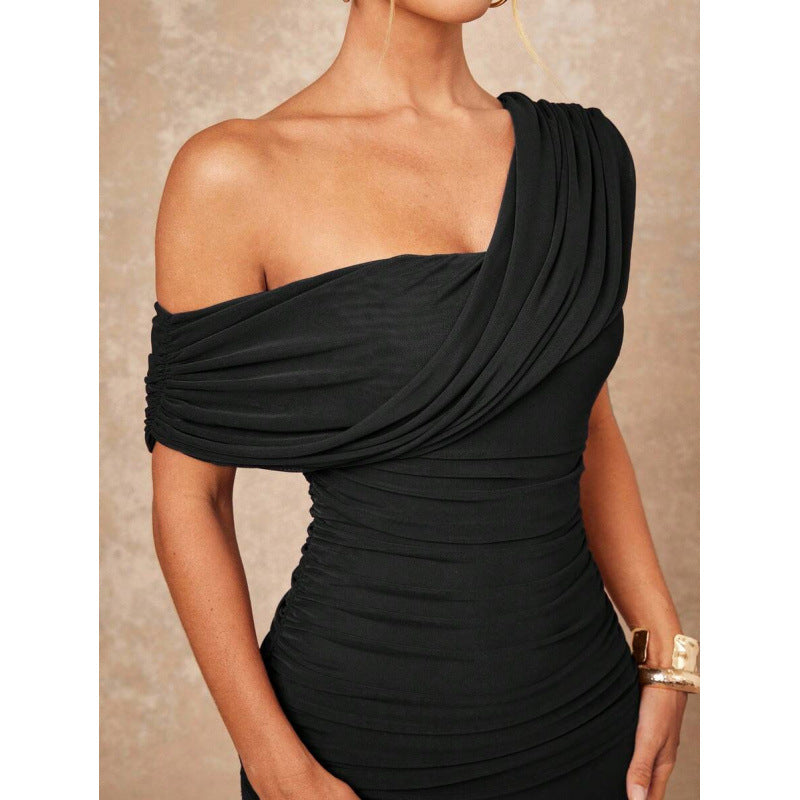 Vintage French-Style Sleeveless Chiffon Long Dress