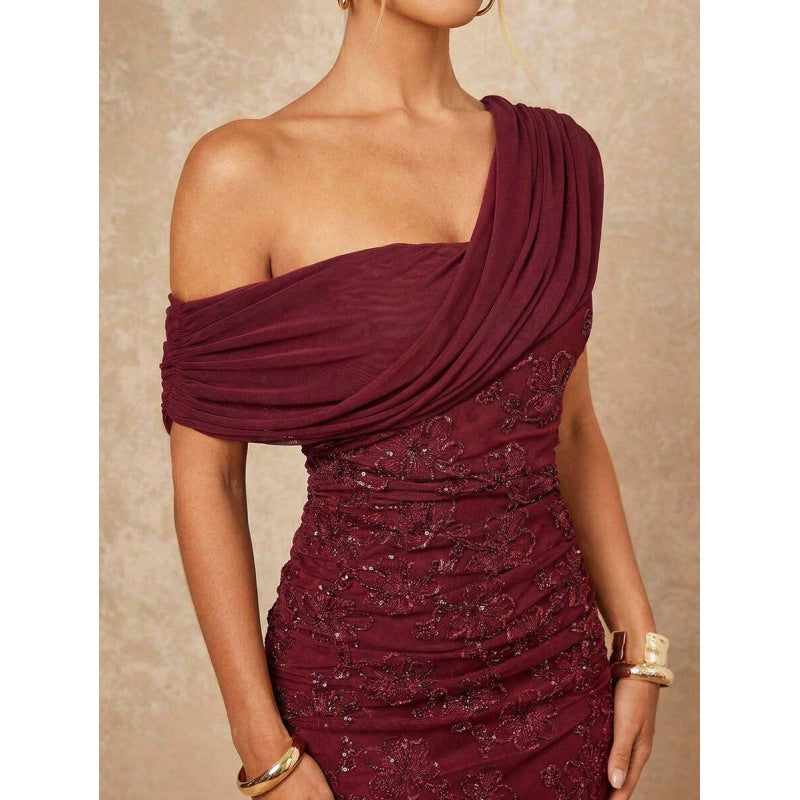 Vintage French-Style Sleeveless Chiffon Long Dress