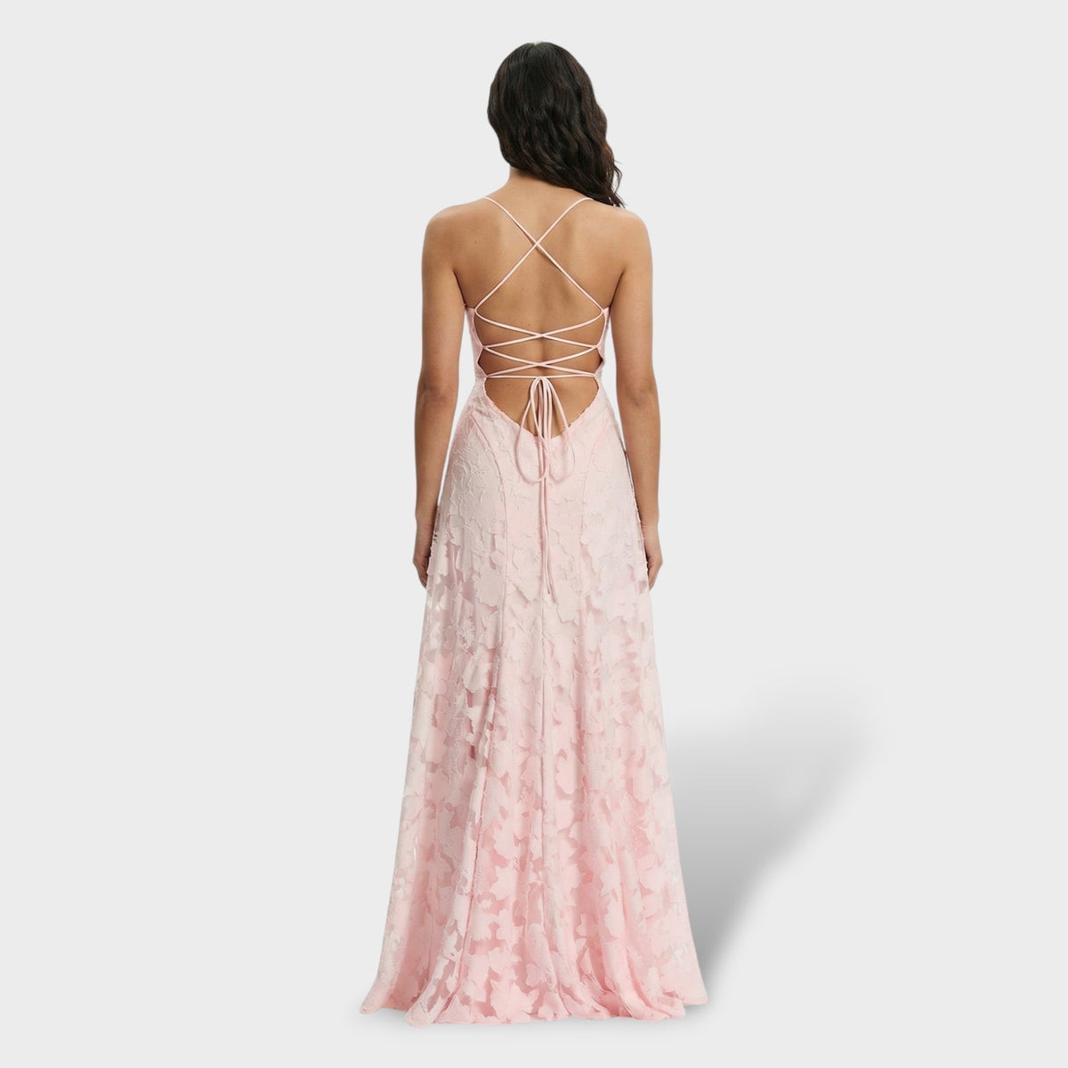 Coral | Vestido Largo de Fiesta con Espalda Descubierta Mujer Encaje