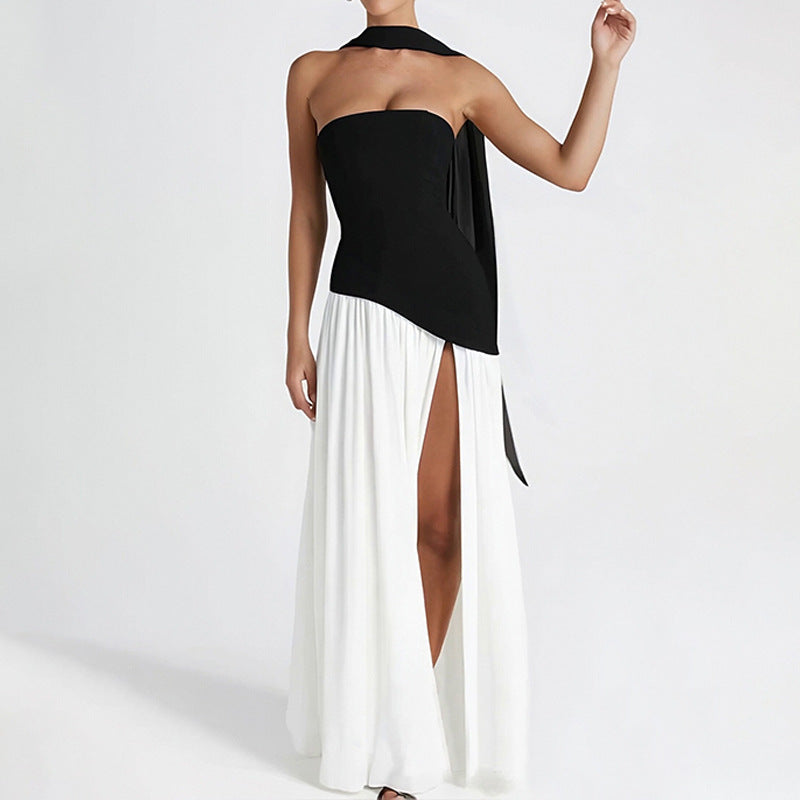 Slim-Fit Sleeveless Long Dress with French-Style Slit