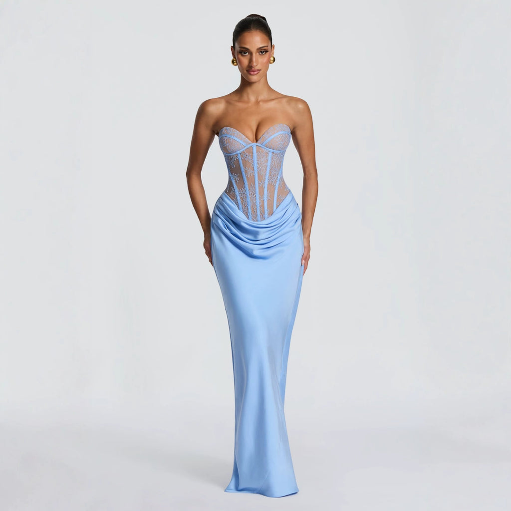 French Lace Slim-Fit Evening Dress, Tube Top or Camisole