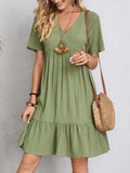 Laia | Vestido Corto con Volantes Mujer Escote V Manga Corta
