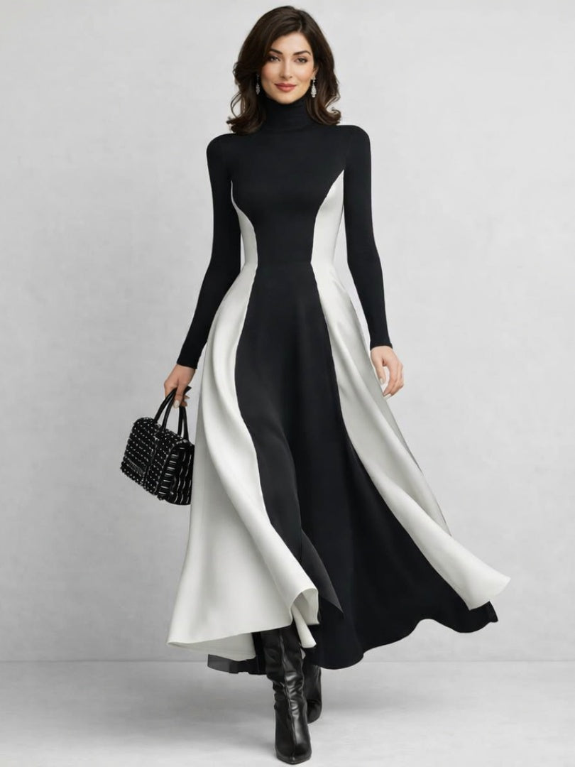 Mencía | Vestido Largo de Invierno Mujer Cuello Alto Manga Larga
