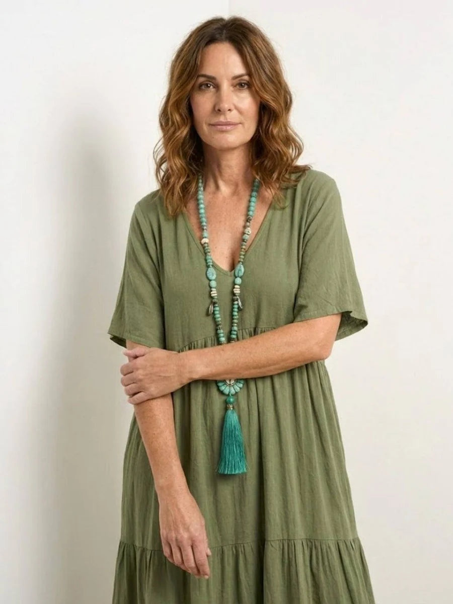 Esperanza | Vestido Largo de Fiesta Mujer Escote V Volantes