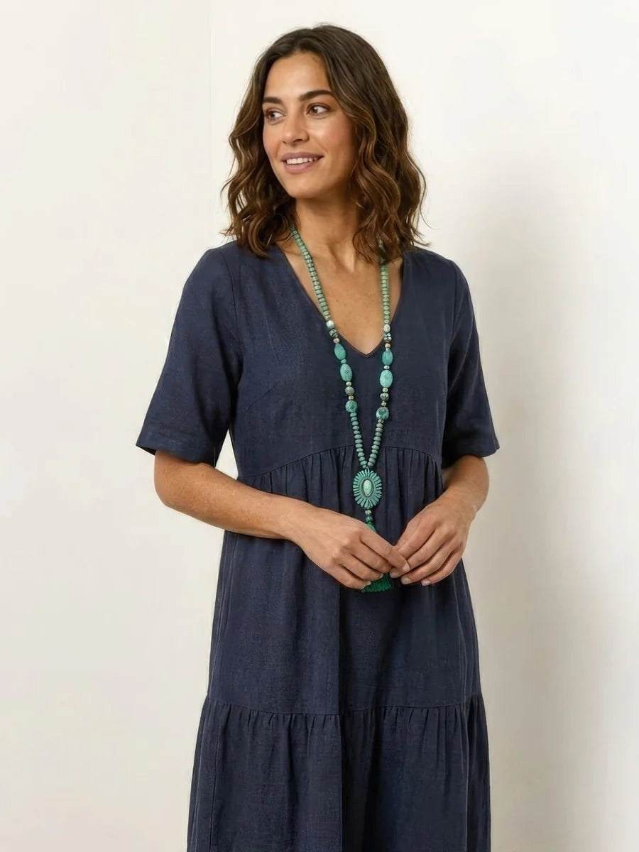Esperanza | Vestido Largo de Fiesta Mujer Escote V Volantes